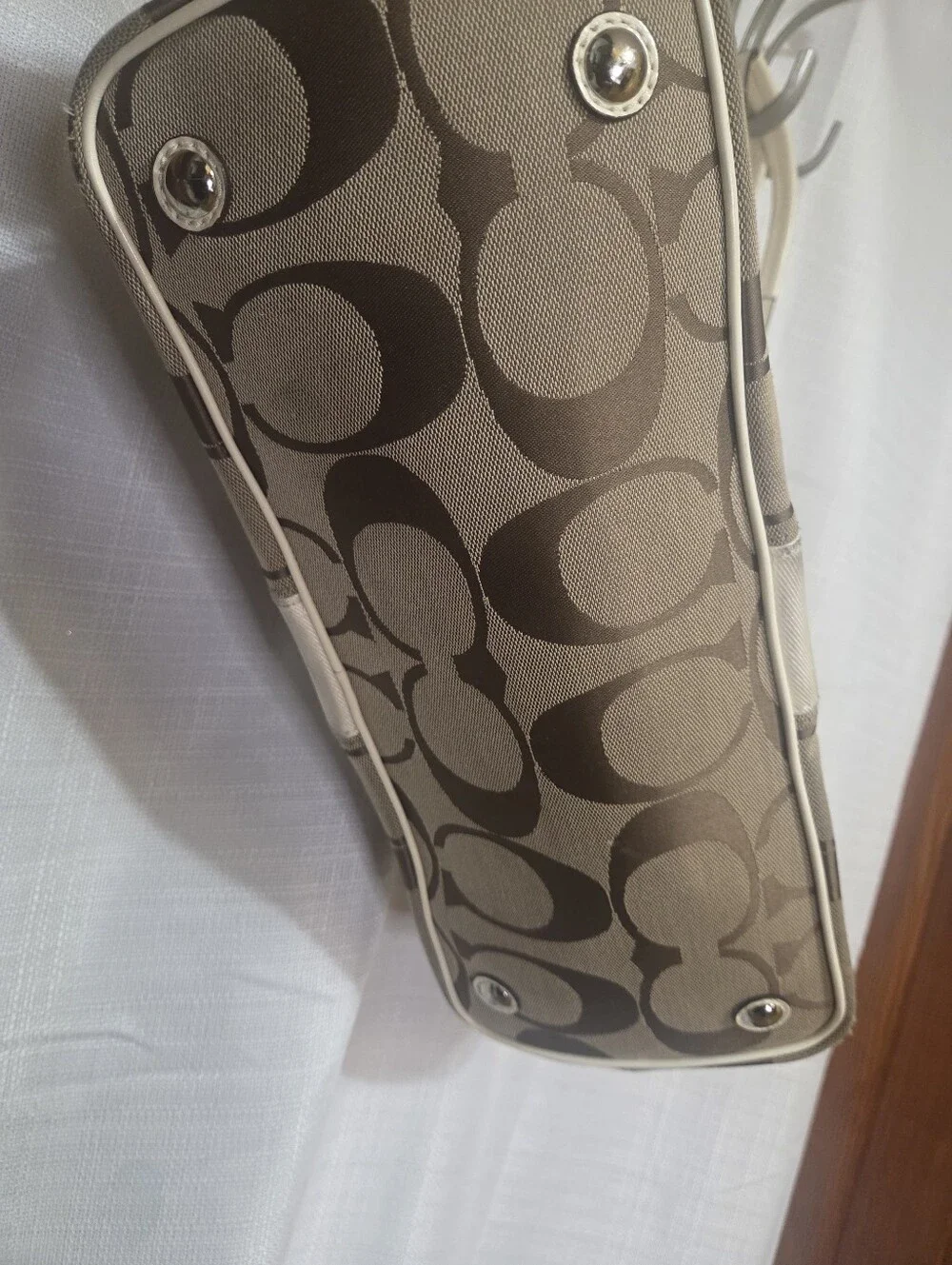Coach Signature Stripe Framed Tote F13533